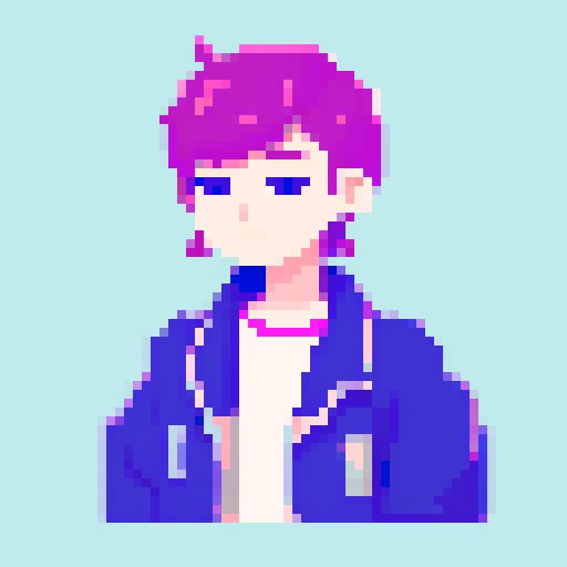 portrait, sprite art, gender neutral, nonbinary, barista, trendy, queer, cozy, cute, soft eyes
