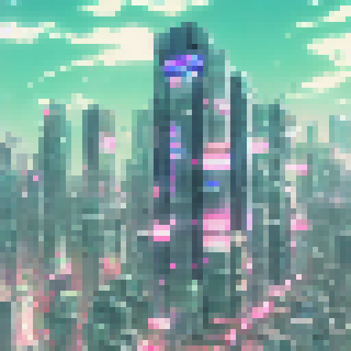 Neon-lit streets, towering skyscrapers, and robotic drones fill the cyberpunk city; create an anime-style image of the dystopic city center.