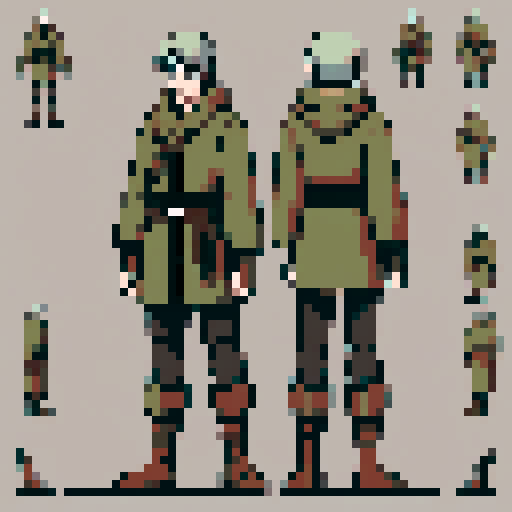 medieval character alone, 13th century, pixel art sprite, Finland region, 64x64 pixels, simple tunic, belted waist, fur footwear, hides, wrapped cords, natural earthy tones, rugged survival setting, visually expressive, low resolution, neutral pose, front-facing, pixel art, sRGB, transparent background.