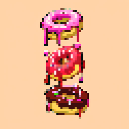 three donuts, white background