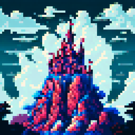 Medieval castle, towering under a dark, ominous sky, surrounded by a misty forest