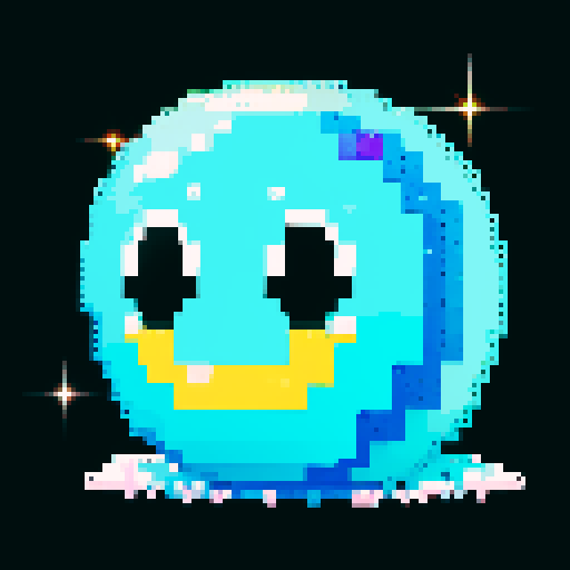 A larger, dazzling slime with a body made of semi-transparent, glittering gemstones. It has bright, sparkling eyes and a joyful smile, with light reflecting off its facets. No background.
