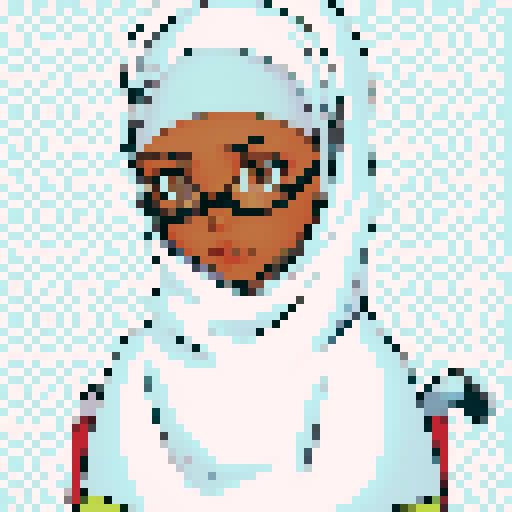 Teenage black girl with white hijab and Glasses