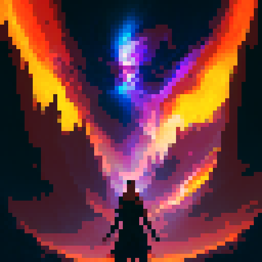"Create a dynamic image of a flamboyant red mage casting a spell, with swirling purple and orange energy emanating from their outstretched hand, set against a dark and ominous background reminiscent of a gothic cathedral stained glass window."