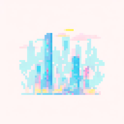 Flying superhero soaring through a vibrant, neon-colored cityscape, with pixelated skyscrapers and electric, pulsating streaks of light in the sRGB background