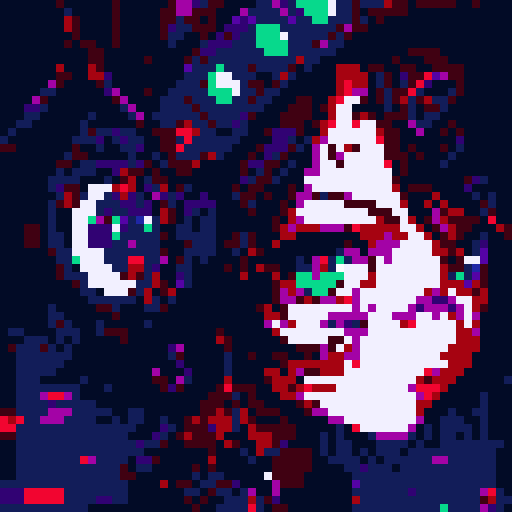 cyberpunk anime girl with cat ears, headphones, and cyborg eyes, in a landscape portrait showcasing vibrant neon cityscape and futuristic technology