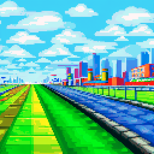 the start of the race, the race track cars are in a row, the traffic lights show green, the race begins