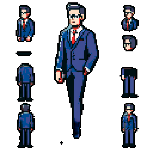 HR manager, male, formal dress, German national, pixel art, sRGB
