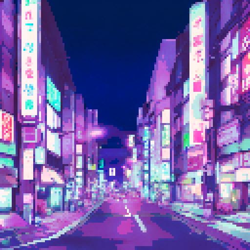 Tokyo at night, make it kinda vaporwave style emphasizing pinks and purples