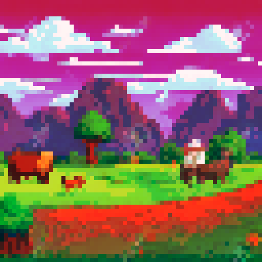 2d game mobile starting background with farm animals