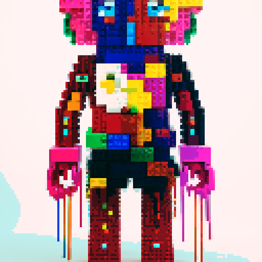 colorful pixel lego blocks arranged in a playful, vibrant composition, showcasing the intricate details and vibrant colors of pixel art in the sRGB color space