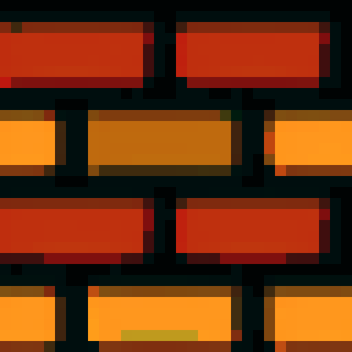 reddish brick, pixelated, textured, vibrant colors, sharp edges, 8-bit style, retro aesthetic, blocky formations, low resolution, vibrant palette