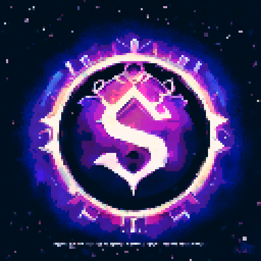 A centered padlock with a mysterious, circular blue aura radianting from it, on a galactic background, everything in Solana colors