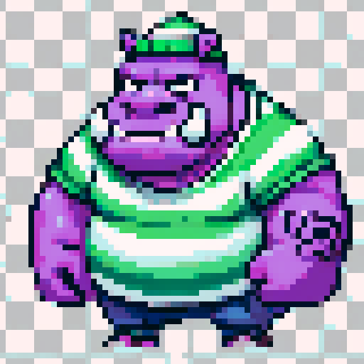 muscular, hefty, powerful, toned, robust, strong, well-built, beefy, plump, round, chubby, stout, stocky, rotund, corpulent, portly, potbellied, bulging, brawny, hulking, formidable, intimidating, walking, striding, strolling, ambling, trudging, sauntering, moving, animated, dynamic, energetic, lively, vigorous, vibrant, pixelated, blocky, low resolution, retro, vintage, 8-bit, pixel art, square-shaped, vivid colors, bright hues, vibrant shades, sRGB color space