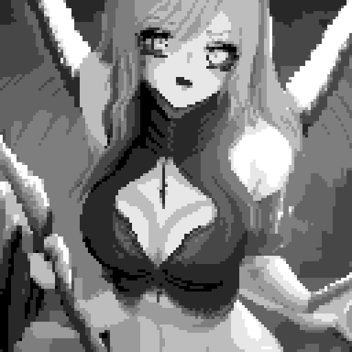 lustful succubus, skin tight lace, deep v-neck crop top, demonic scythe, pixel art, sRGB