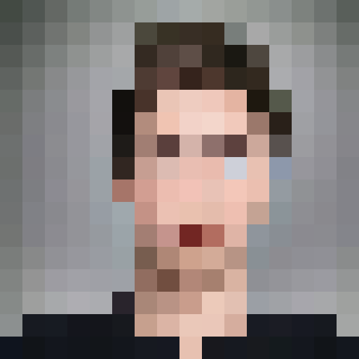 Lifelike pixel art portrait in a 16x16 styled.
