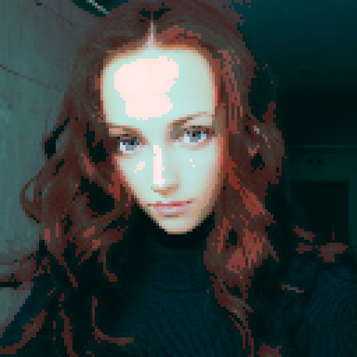 A girl with reddish hair as in the photo