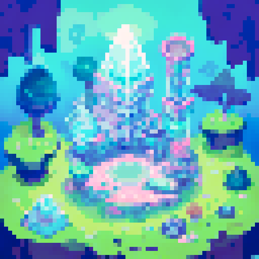 cute character with big, expressive eyes, long blue hair, vibrant neon colors, pixel art aesthetic, futuristic cityscape filled with towering skyscrapers and holographic billboards, glowing neon signs reflecting off rain-soaked streets, characters wearing edgy, futuristic fashion, dramatic lighting casting long shadows, intricate circuitry and glowing cybernetic, landscape portrait