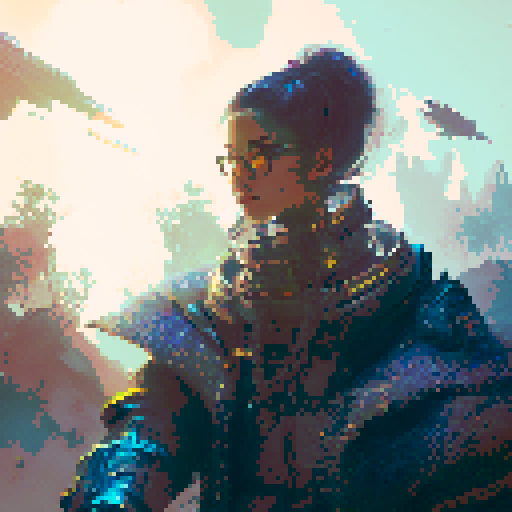 Cyberpunk, neon lights, augmented warrior 