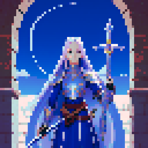 female swordsman, tall and confident, wielding a sword of light, a scene straight out of a captivating fantasy RPG like Phantasy Star