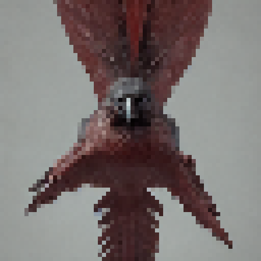 flying cardinal in the style of HR Giger