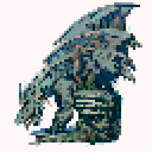 grey stone dragon sitting on the ground in the middle of a dry wasteland, wings stretched upward