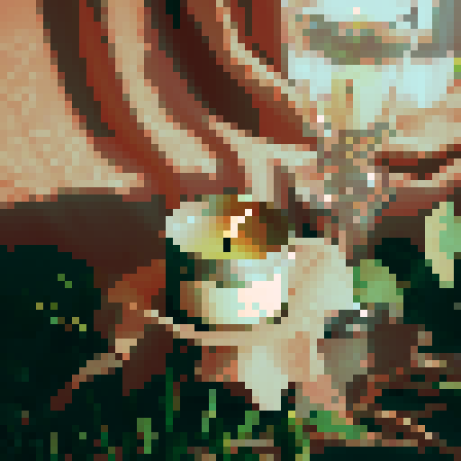 An enchanted candle casting a magical light throughout a cozy room.