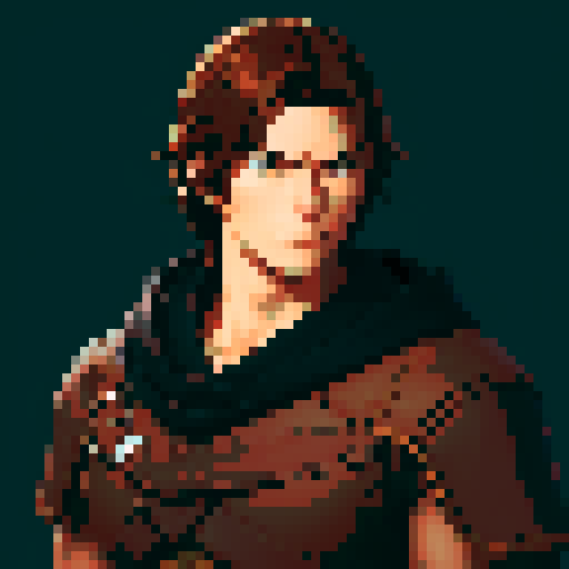 Male Fantasy Gunslinger with brown hair and a hood