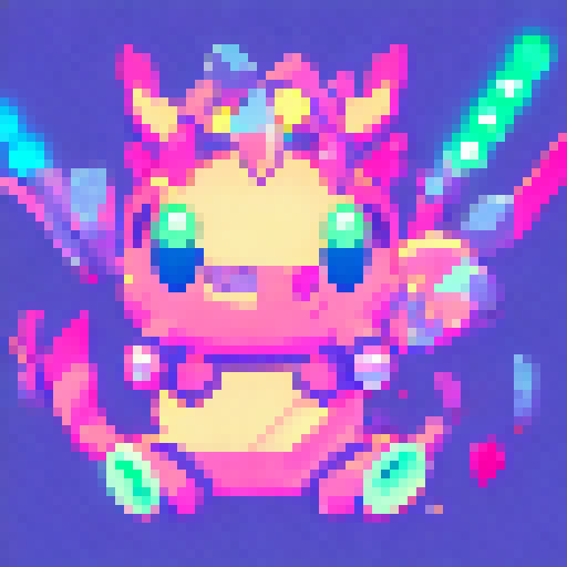 Kirby's adventure through a neon-lit candy land featuring towering lollipops, flying cupcakes, and a menacing boss battle with a towering, pixelated candy dragon, all rendered in a gorgeous anime style with a character portrait close up.