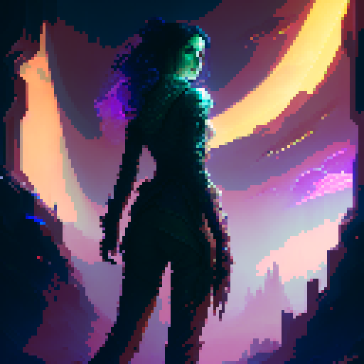 female necromancer, long dark hair, full body, action pose, swirling purple and green magic, mysterious ruins, ethereal glow, intricate staff, tight fitting flowing robes, intense gaze, dark shadows, ancient spellbook, fantasy Medieval RPG