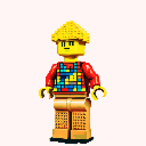 lego pixel, vibrant colors, blocky shapes, small plastic bricks, isometric perspective, retro video game, low resolution, 8-bit graphics, sharp edges, square grid, limited color palette, nostalgic feel, brick-built characters, iconic lego logo, digital recreation, detailed textures, crisp lines, simplified forms, nostalgic gaming vibes