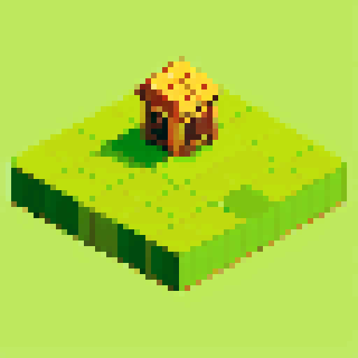 isometric grass tile with a beehive on