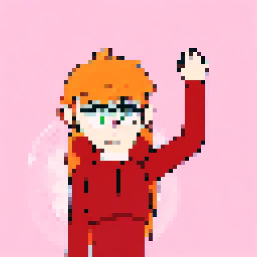 Girl with long orange hair and a red jacket
