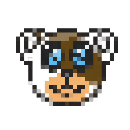 Cute bear with big blue eyes, sharp lines, close-up portrait in a cartoon style suitable for game icons with 32x32 pixel art and sRGB color scheme