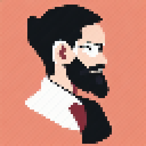 programmer man, brunette, bearded, with glasses, turkish man, profile picture