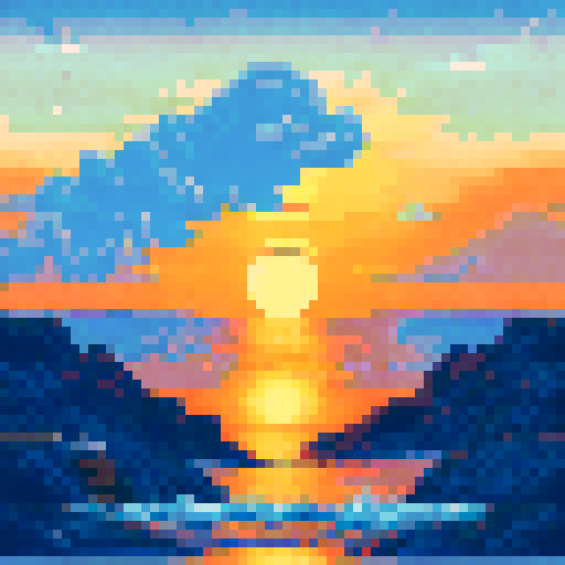 A sunrise at the beach, capturing the moment with part of the sun still below the horizon and the ocean calm. There are large rocks in the water and palm trees on the beach.