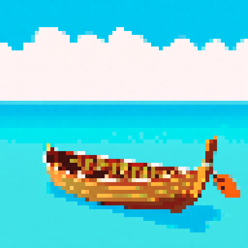 rowing boat on the open sea on a sunny day