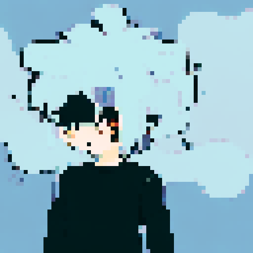 Warm, medium-tan complexion, large, dark brown eyes with long, dark eyelashes, thick, dark brown eyebrows with a slight arch, medium-sized, slightly rounded nose, wide, expressive mouth with slightly upturned corners, short, black hair with a slight wave, character portrait, close up, anime style, pixel art