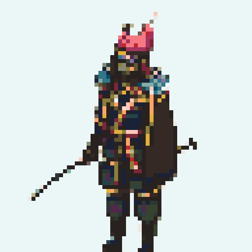 historically accurate muromachi samurai in traditional armor, roguelike rpg full-body sprite