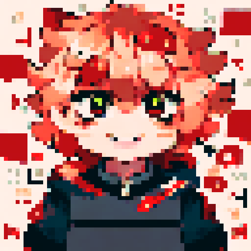 Curly locks framing bright eyes, rosy-cheeked innocence exudes from a freckled face, as a small hand grips a toy truck in this anime character portrait, with pixel art details adding depth