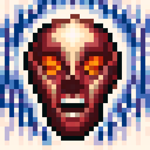 violent post-human AI robot misanthrope with blood on his face and weapons