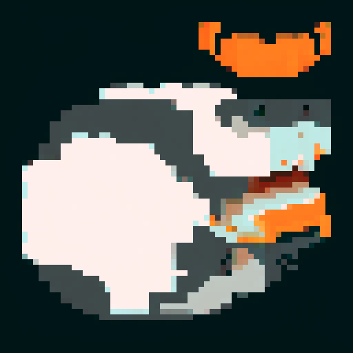 big whale monster. white/black and orange. Blue eyes. teeth