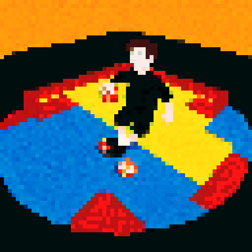 Boy playing football with lava floor