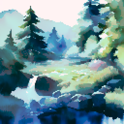 watercolor painting of a forest 