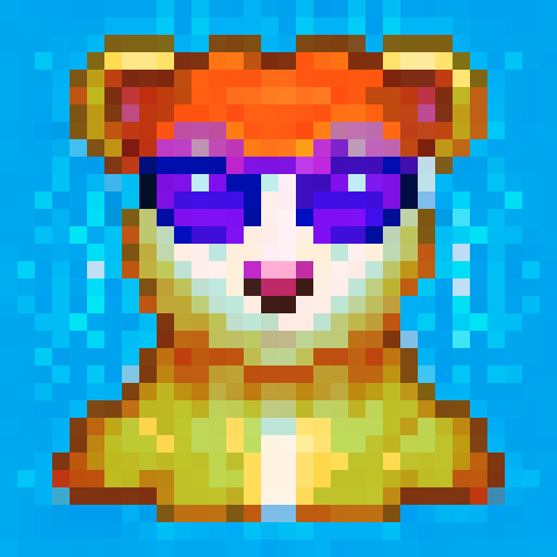 Cuddly orange and black striped cub with wide blue eyes and pink nose, surrounded by lush green jungle leaves, rendered in 32x32 pixel art with skillful attention to detail and vibrant sRGB color palette, perfect for a game icon or close-up portrait