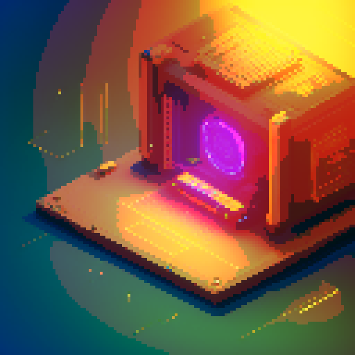 golden, glowing, lootbox, intricate details, futuristic lootbox, futuristic crate, pixel art style, sRGB