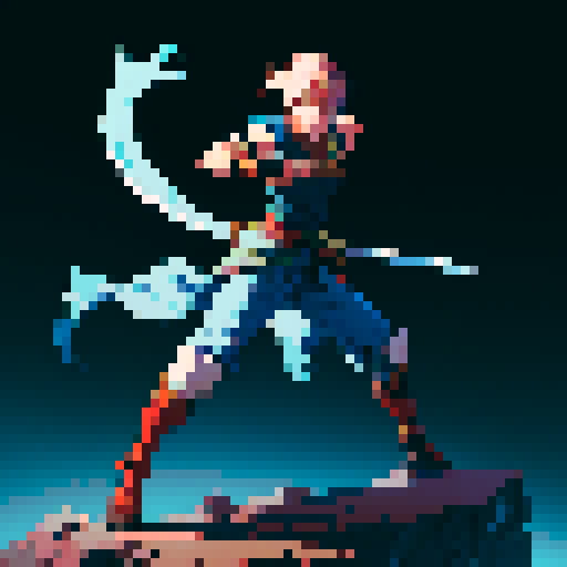 Full body image of a Warrior facing left with sword out. Ready to fight.