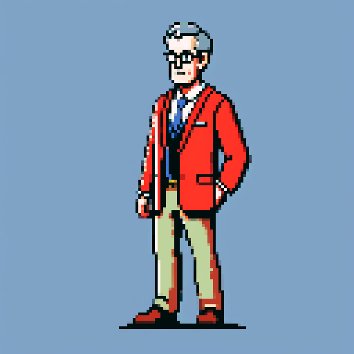 Middle-aged HR manager, formal dress, German national, pixel art, sRGB