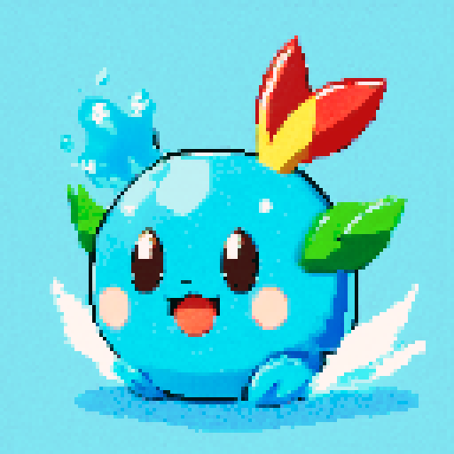 Pokemon style water type starter, no background