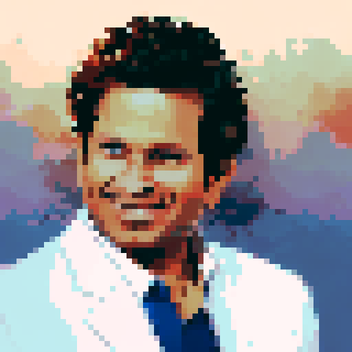 Pixel art close-up of Sachin Tendulkar, the legendary cricketer, skillfully dribbling a football in an anime style character portrait.